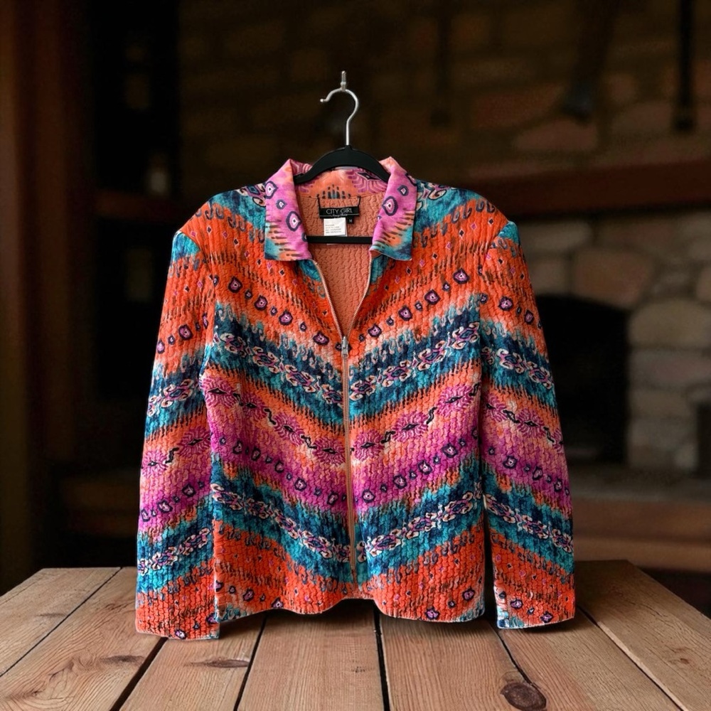 NWT City Girl - Nancy Bolen Vibrant Multicolour Reversible Jacket